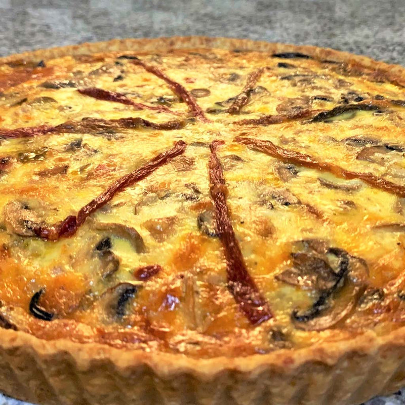 Mushroom quiche with caramelized peppers-Rina bakery